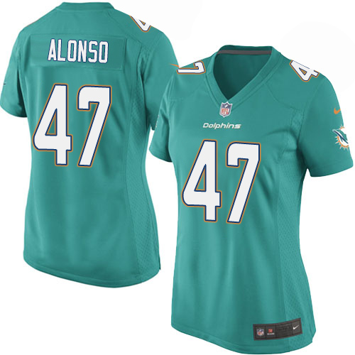 Women's Game Kiko Alonso Nike Jersey Aqua Green Home - #47 NFL Miami Dolphins